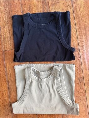 Women's Ribbed Tank Top - Black & Tan - Unbranded